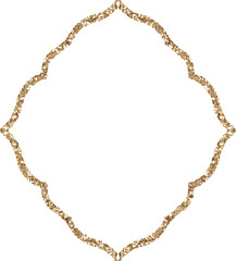 Gold glitter diamond frame on transparent background.