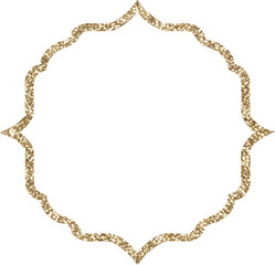 Naklejka premium Gold glitter quatrefoil frame on a transparent background.
