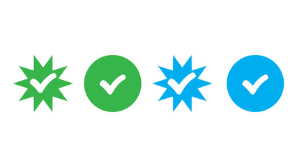 Verified badge icon tick symbol vector approved check mark icon illustration on white background 