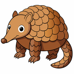 vector illustration of cartoon pangolin
