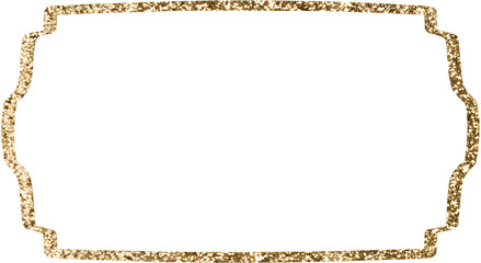 Gold glitter frame on transparent background.