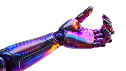 Futuristic robotic arm gesture isolated on a white background png ai generated