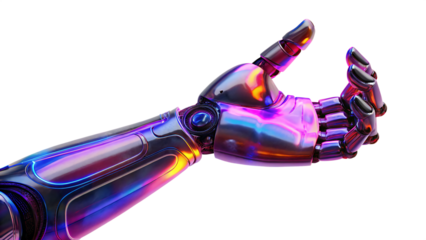 Futuristic robotic arm gesture isolated on a white background png ai generated