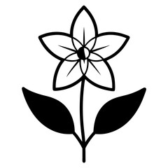 borage flower line art on white background