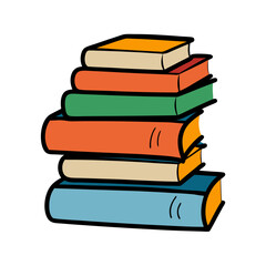 stack of books-hand-drawn-on-white-background