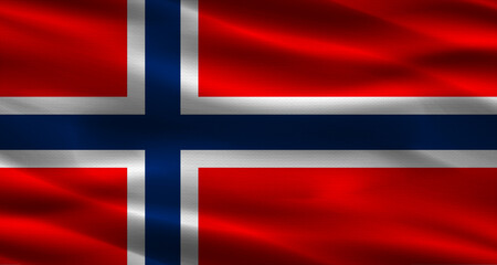 Norway flag with fabric texture. Realistic flag of Norway waving