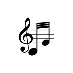 Musical notes in black on transparent background  