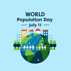 Naklejka premium Creative World Population Day Poster Vector Illustration | Awareness Design for Global Population, Sustainability, and Human Rights