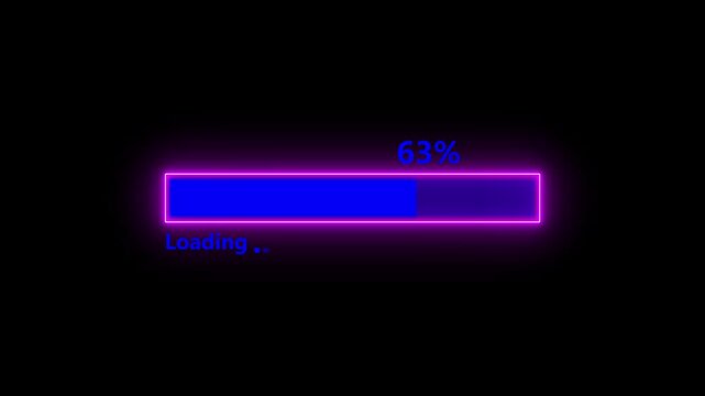 75 Percent Progress Loading Screen in Red Neon. Minimal Progress Bar Animation &ndash; Loading Interface.