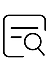 Document with magnifying glass icon. Search file. List review symbol.