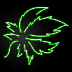 marijuana neon sign, modern glowing banner design, colorful modern design trends on black background. Vector illustration.