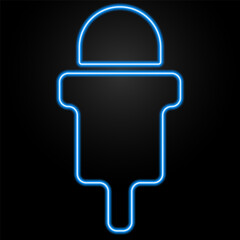 microphone neon sign, modern glowing banner design, colorful modern design trends on black background. Vector illustration.