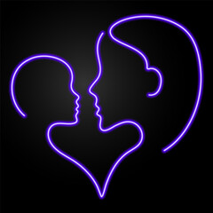 mother's day neon sign, modern glowing banner design, colorful modern design trends on black background. Vector illustration.