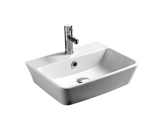 Fototapeta premium Modern white bathroom sink isolated on a white background png ai generated