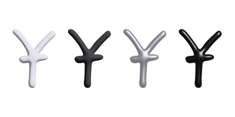 3d chinese yuan currency symbol set Single element for design