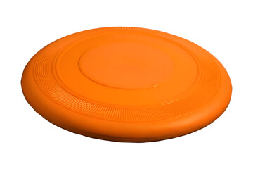 Orange flying disc isolated on a white background png ai generated