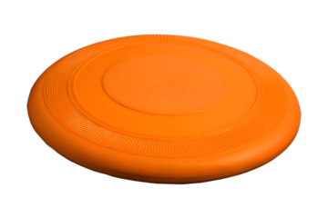 Orange flying disc isolated on a white background png ai generated