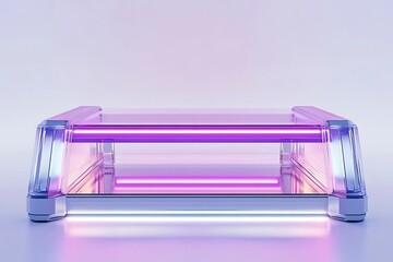 Futuristic Glowing Platform Display Stand, Neon Lights
