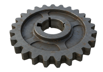 Isolated Rusty Metal Gear with Detailed Texture and Industrial Look