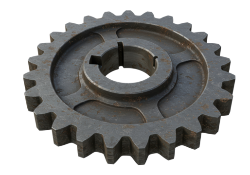 Isolated Rusty Metal Gear with Detailed Texture and Industrial Look