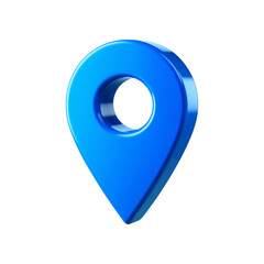 3d blue location map pin pointer icon isolated on transparent background. Png