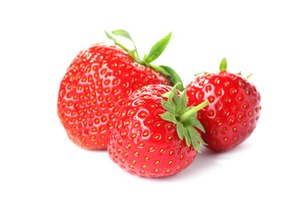 Fresh strawberries isolated on white. Seasonal berries