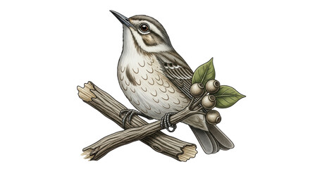 Isolated bird on branch