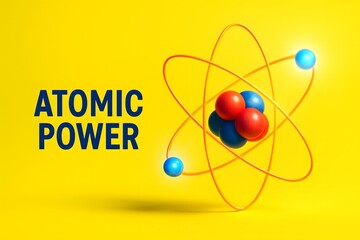 Atomic Energy Illustration with Glowing Particles for Science and Tech