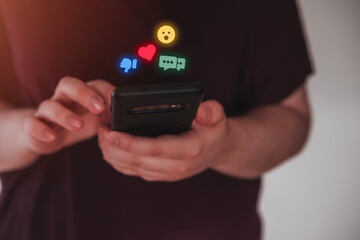 Woman checking her social accounts on phone. Social media and digital online interaction concept.