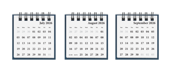 A three-month calendar set for July-September 2026 enhances efficient planning. Its clean layout helps organize daily tasks with ease.