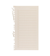 A lined paper sheet with checkmark circles on a textured background is ideal for planning, notes, and to-do lists with its organized layout. This versatile sheet suits personal organization, office