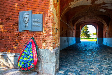 Old Brest Fortress castle building walls and gates ruins Belarus.