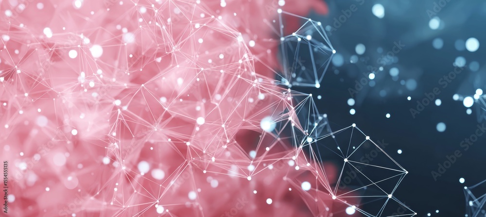 Poster futuristic 3d rendering of an interconnected network with dynamic data structures and elements