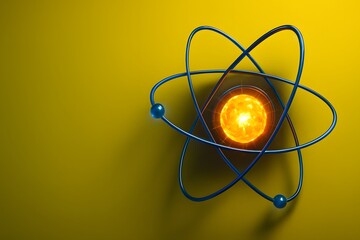 Atomic Energy Concept with Glowing Particles for Science and Tech Presentations