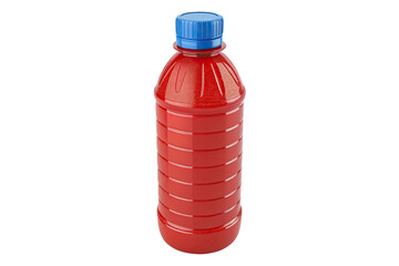 Red sports drink bottle with blue cap isolated on transparent background