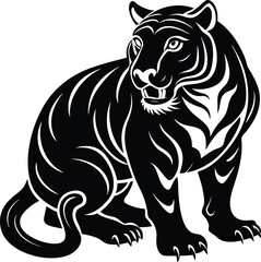 Fototapeta premium Silhouette of a Tiger Crouching