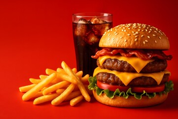 Burger Bonanza with Juicy Patty and Fresh Toppings for Food Advertising