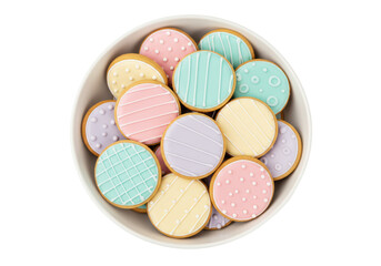 Isolated Bowl Full of Colorful Decorative Cookies