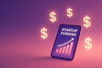 Digital Investment Concept with Glowing Graphs and Financial Data for Business Marketing