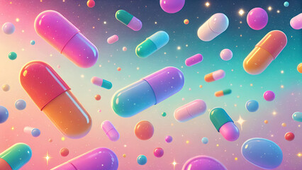 Pills floating background 