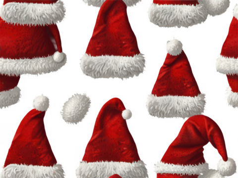 Buy santa hats christmas hats holiday hats festive hats seamless pattern on transparent background