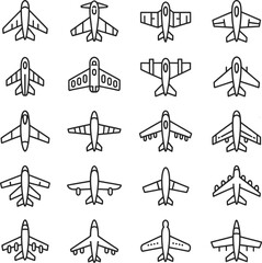 Diverse Aircraft Silhouettes Collection airplane aviation