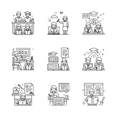 Educational icons representing learning and achievement