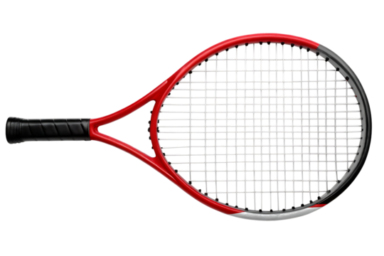 Red tennis racquet isolated on a white background png ai generated