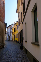 Historic buildings along via Ambrogio Binaghi in Abbiategrasso, Milan, Italy