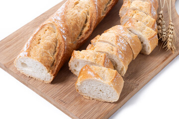 Freshly Baked French Baguette isolated on white background