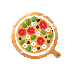 Pizza with salami and tomato, Isolated Pizza Illustration With Various Toppings vector on a white background