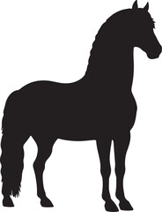Obraz premium Colonial Spanish horse in silhouette vector pure white background.