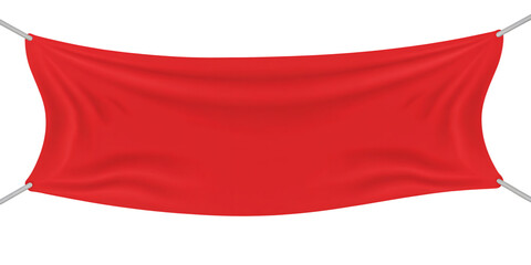 Obraz premium Red fabric banner isolated on a white background png ai generated