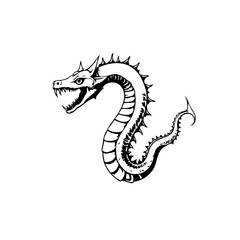 Elegant black and white dragon illustration evoking mythology fantasy and classic tales of legends adventures